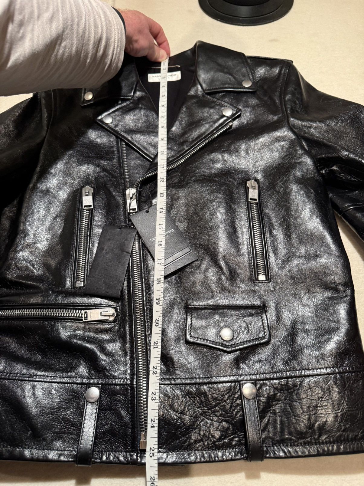 Saint Laurent Paris Saint Laurent oiled calf black leather biker jacket 46 L01 Size US S / EU 44-46 / 1 - 5 Thumbnail