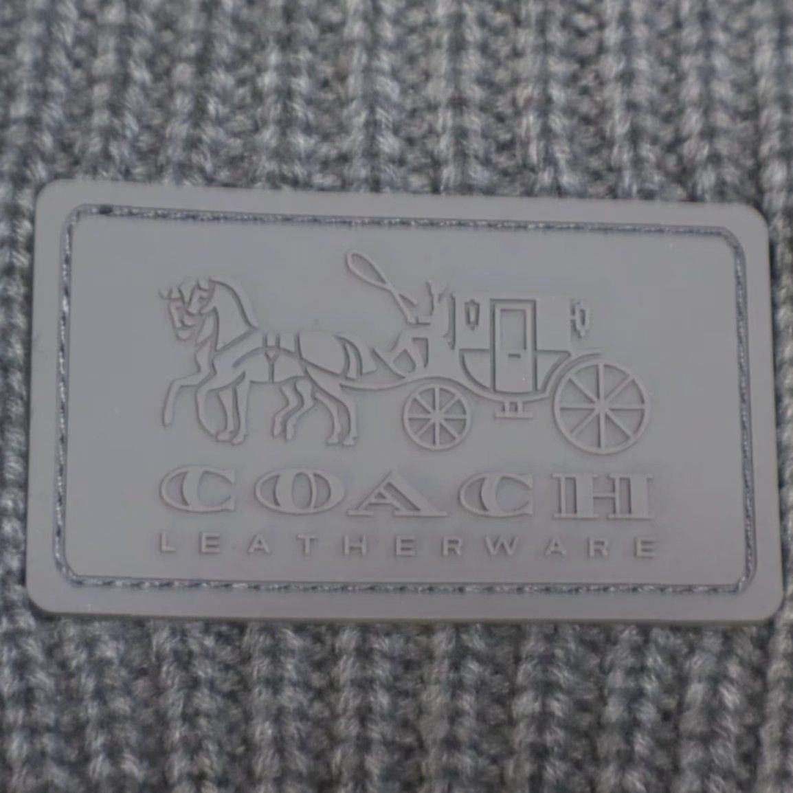 Coach Coach Beanie Wool Knit Leather Patch Gray Women's OS Size ONE SIZE - 3 Thumbnail