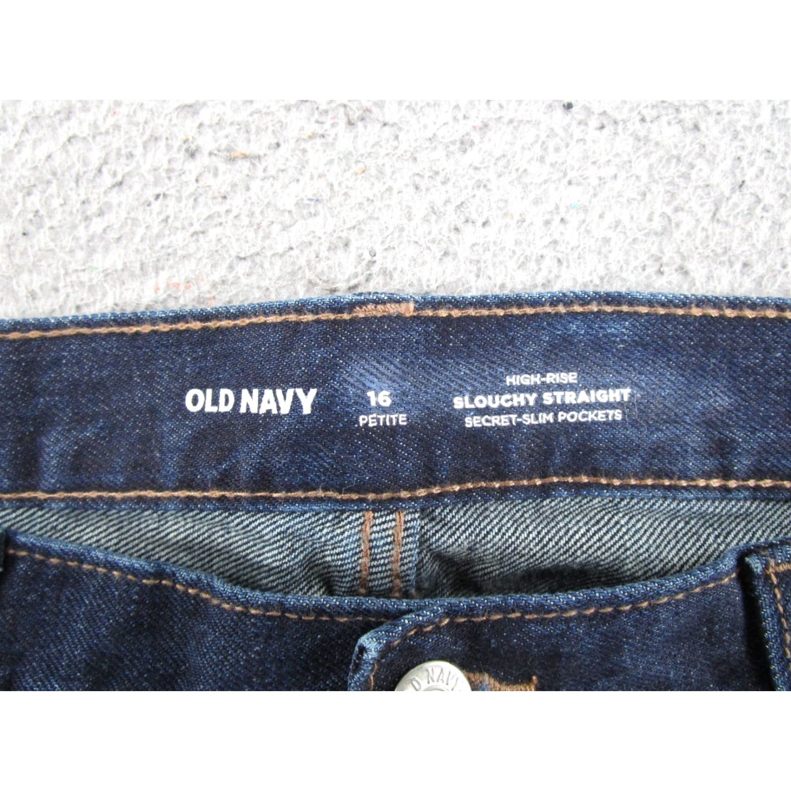 Old Navy Old Navy Denim Jeans High Rise Slouchy Straight Button Fly 16P Petite Women Blue 5-Pocket Style Jeans Size 38" / US 16 / IT 52 - 3 Thumbnail