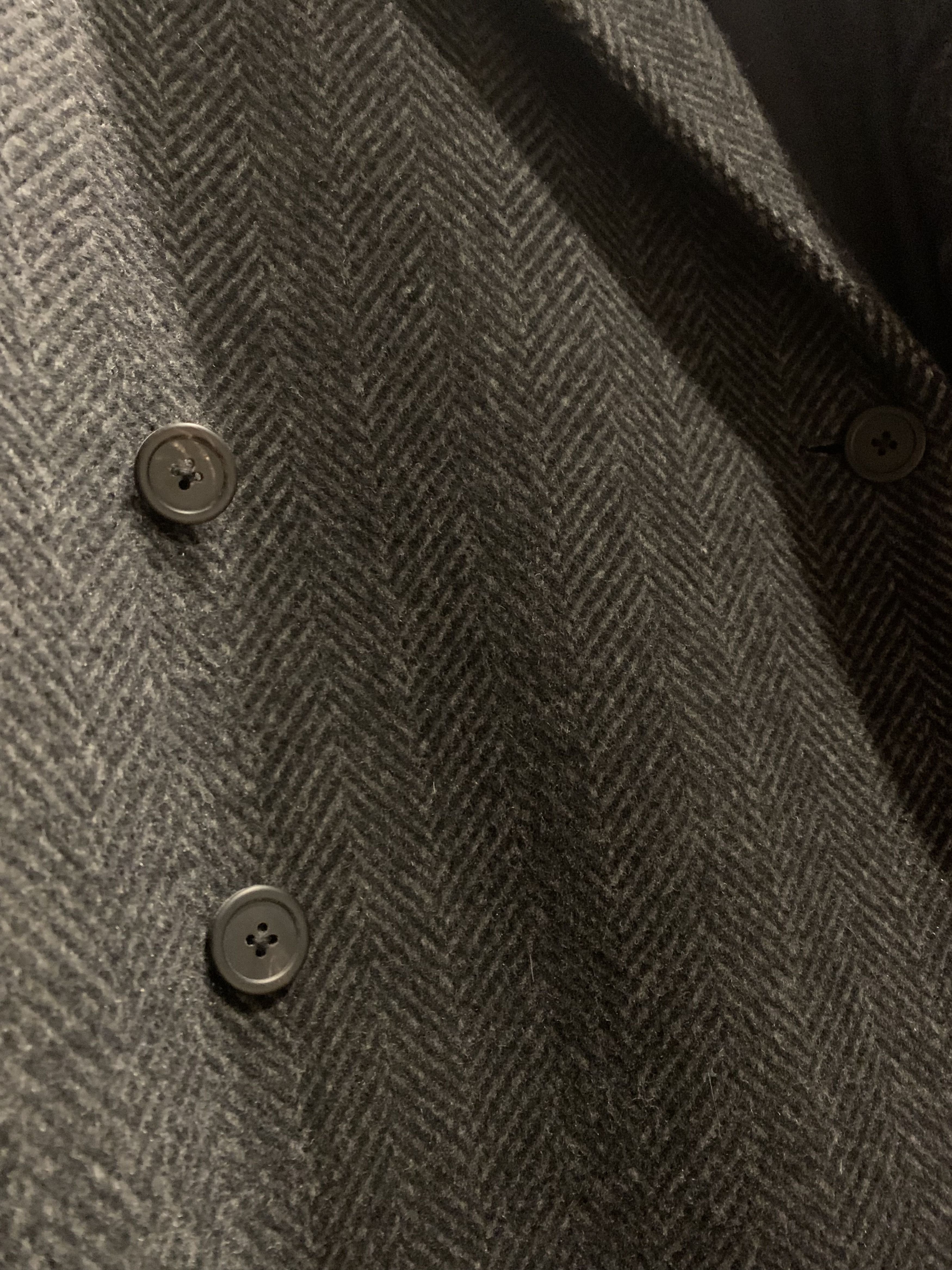 Ann Demeulemeester Ann Demeulemeester Black/Grey herringbone wool coat Size US L / EU 52-54 / 3 - 5 Thumbnail
