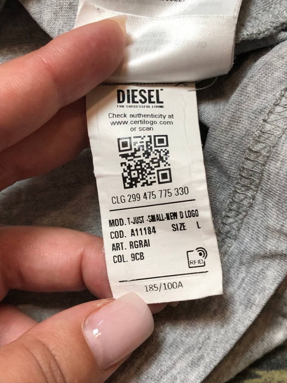 Diesel Vintage gray logo center T-Shirt Diesel crazy Y2K size L Size US L / EU 52-54 / 3 - 6 Thumbnail