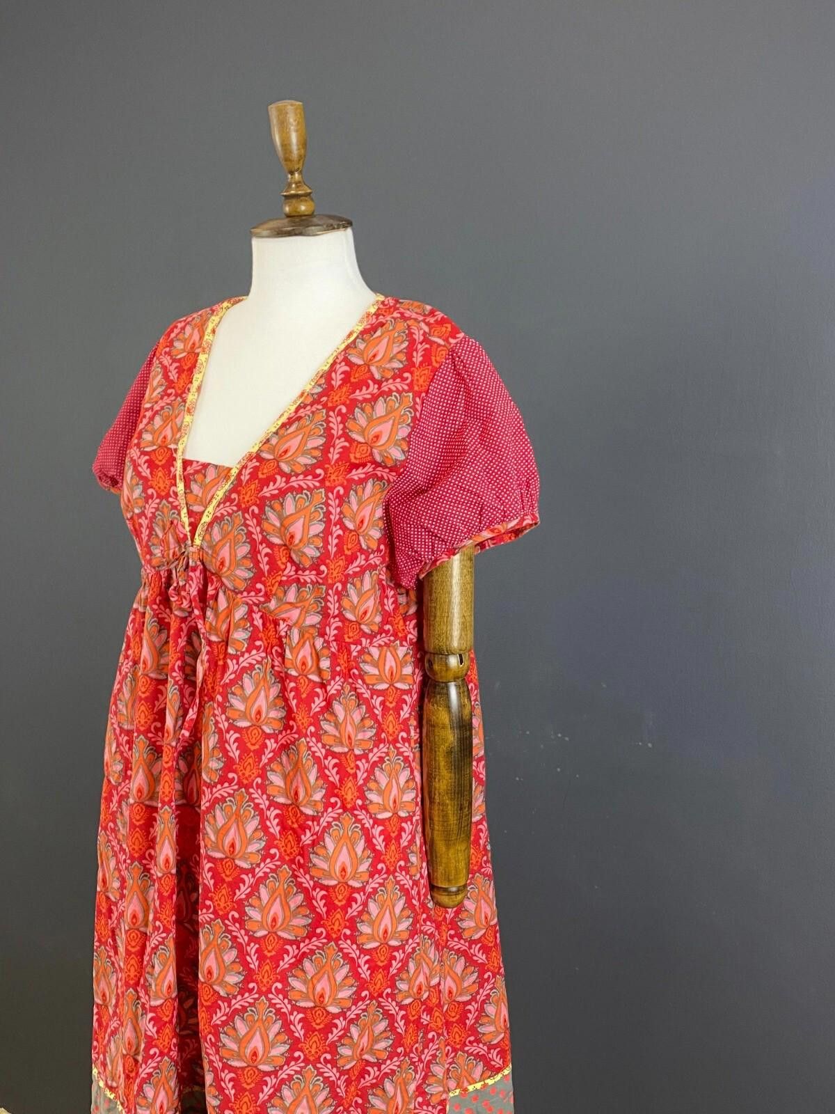 Designer Deerberg by Oska Red Floral Blouson Midi Dress Size M Size M / US 6-8 / IT 42-44 - 5 Thumbnail
