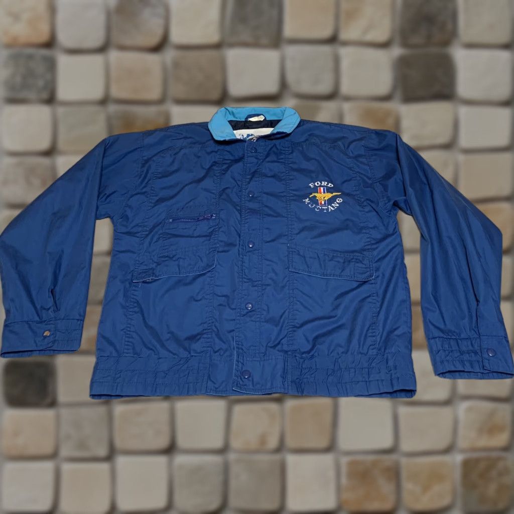 Ford VINTAGE Ford Mustang Mens M Blue Full Zip Jacket Embroidered Mustang Logo Retro Cars Theme Size US M / EU 48-50 / 2 - 1 Thumbnail