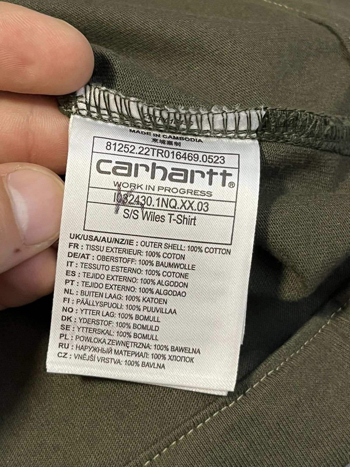 Carhartt Carhartt Khaki Big Checkered Logo T-Shirt Size US XL / EU 56 / 4 - 5 Thumbnail