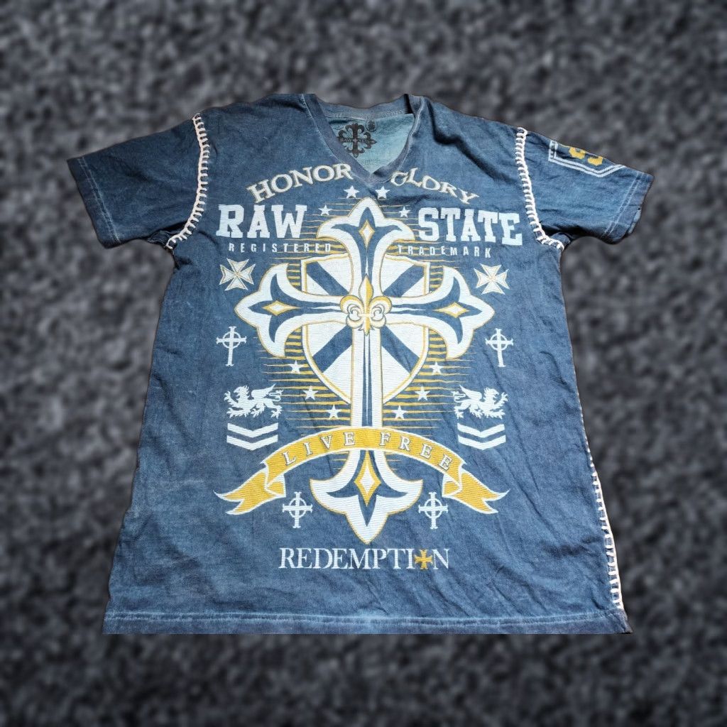 Vintage VINTAGE Raw State MMA T-Shirt, Mens XL, Blue, All Over Print, Lightweight, Classic Designer, Regular Fit Size US XL / EU 56 / 4 - 1 Thumbnail