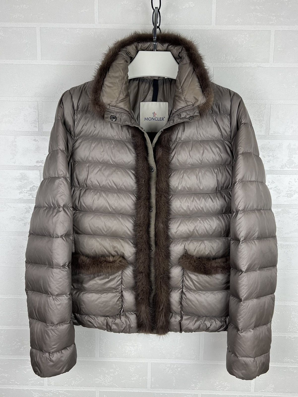 MONCLER Down Jacket Light Puffer TEMPLE GIUBBOTTO Fur Beige