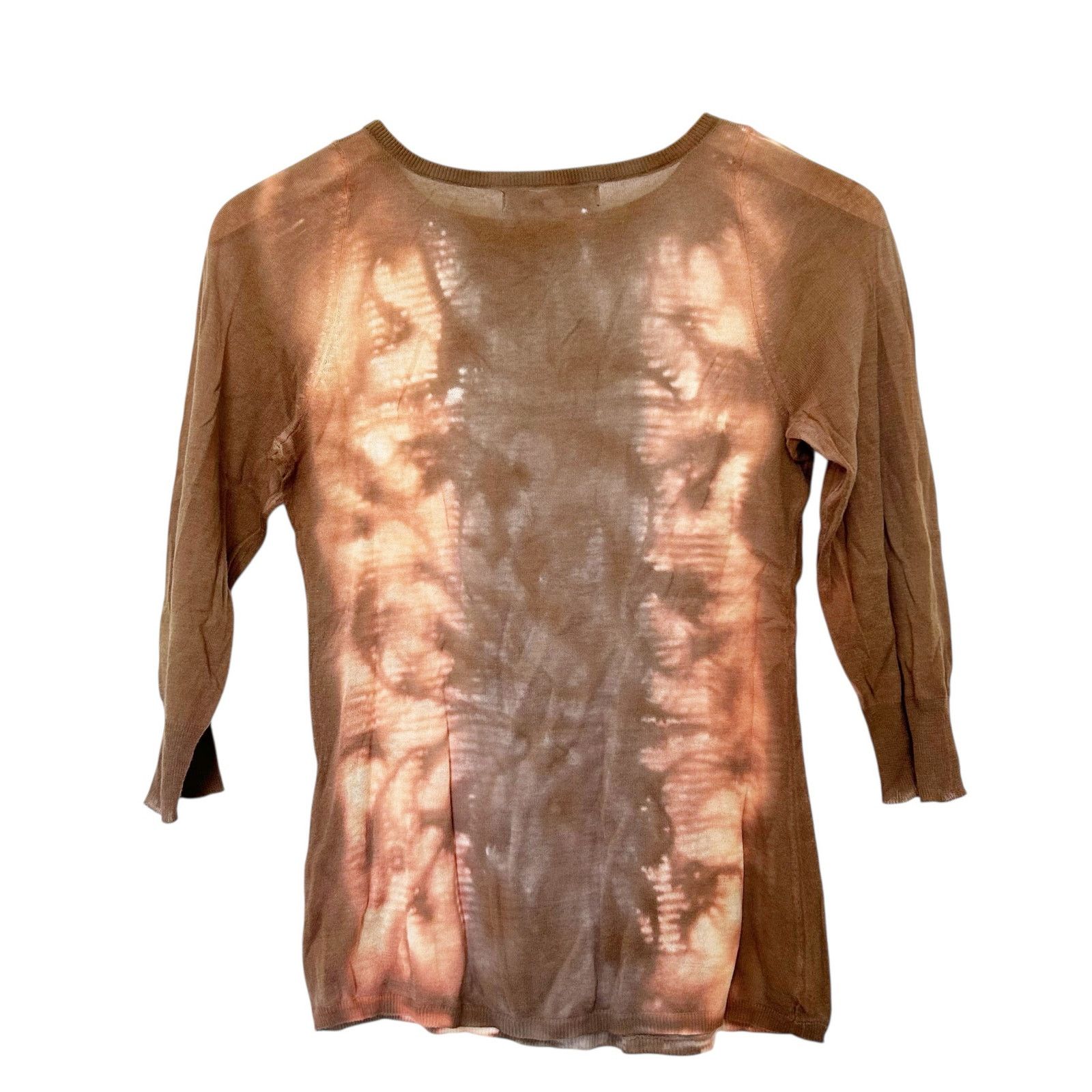 Other Marika Charles Brown Printed 3/4 Sleeve Shirt Sz XS Size XS / US 0-2 / IT 36-38 - 5 Thumbnail