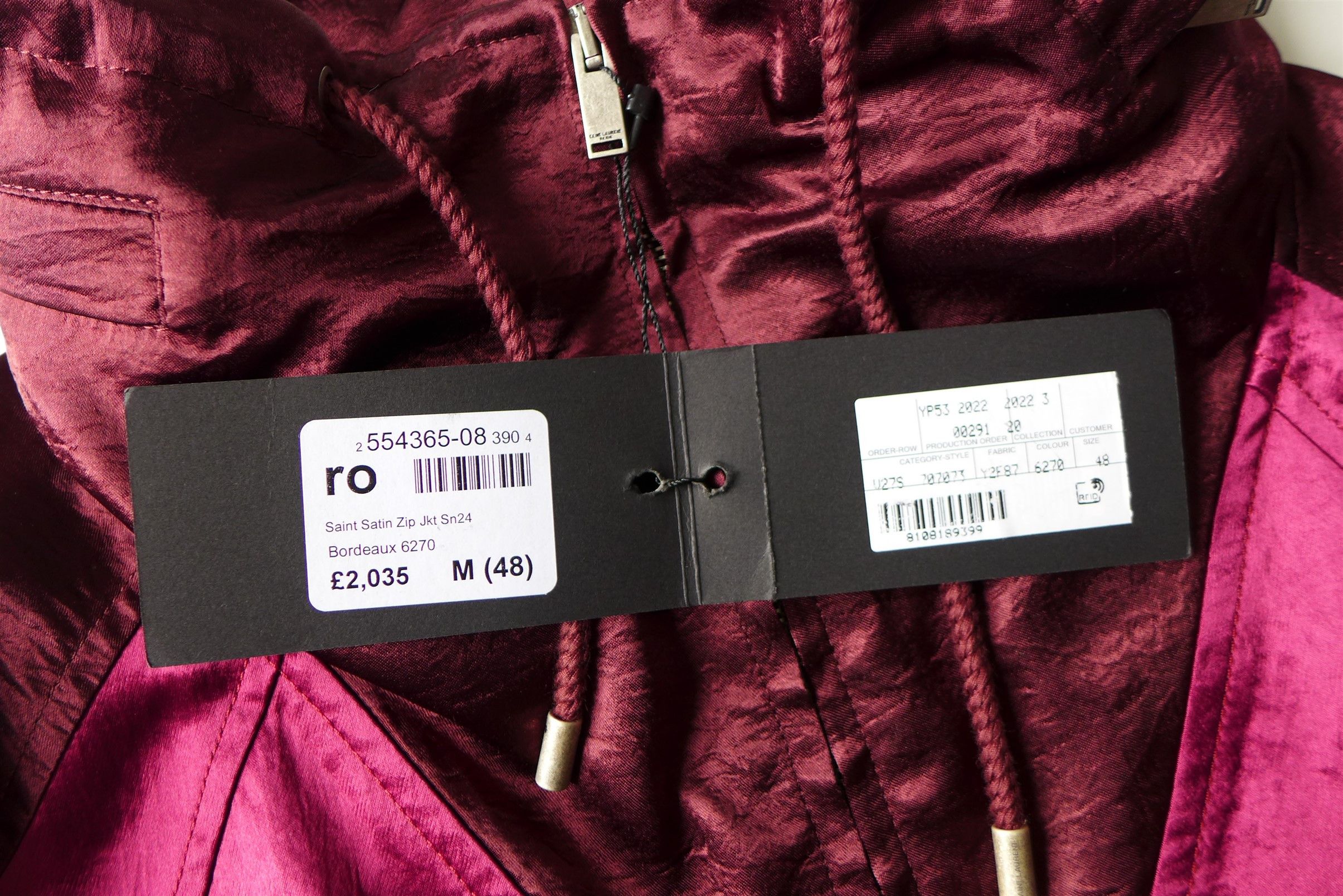 Saint Laurent Paris Size 48 - Saint Laurent Track Jacket - Burgundy Satin Size US M / EU 48-50 / 2 - 12 Thumbnail