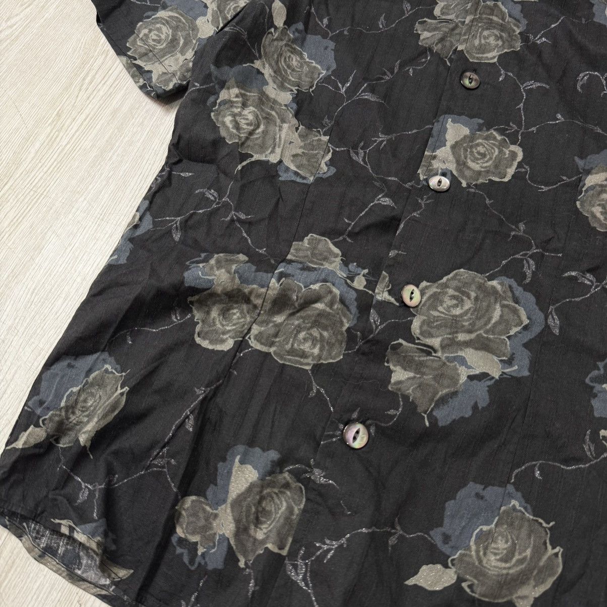 Tornado Mart Tornado Mart flower button up shirt black Size M / US 6-8 / IT 42-44 - 4 Thumbnail
