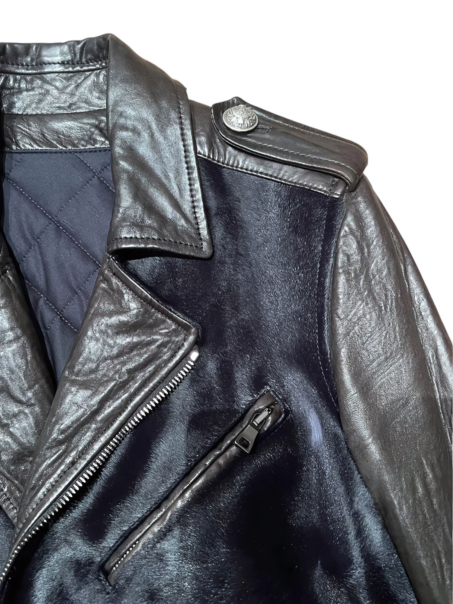 Balmain CALF SKIN LEATHER BIKER BOMBER JACKET Size US M / EU 48-50 / 2 - 3 Thumbnail