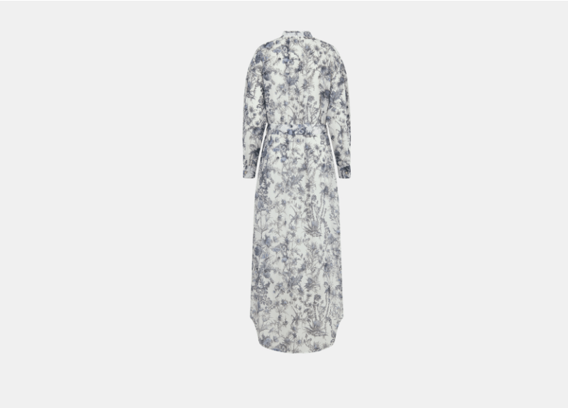 Dior o1w1db10326 511L11 Belted Mid-Length Dress in White/Blue Size S / US 4 / IT 40 - 2 Thumbnail