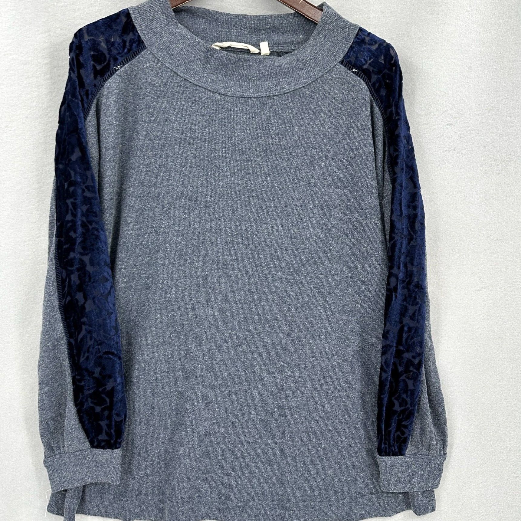 Soft Surroundings Soft Surroundings Plus 2XL Tunic Sweater Gray Ribbed Velvet Floral Long Sleeve Womens Boho Size XXL / US 16-18 / IT 52-54 - 5 Thumbnail