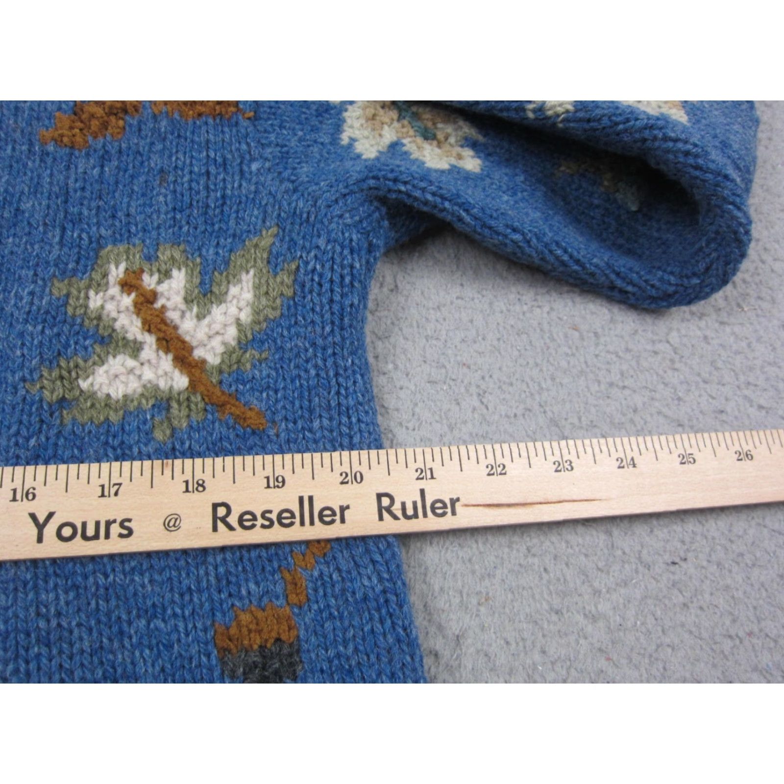 Vintage VINTAGE Nomadic Traders Sweater Womens Medium Blue Nordic Leaf Wool Knit 90s Pullover Crew Neck Open-Knit Size M / US 6-8 / IT 42-44 - 6 Thumbnail