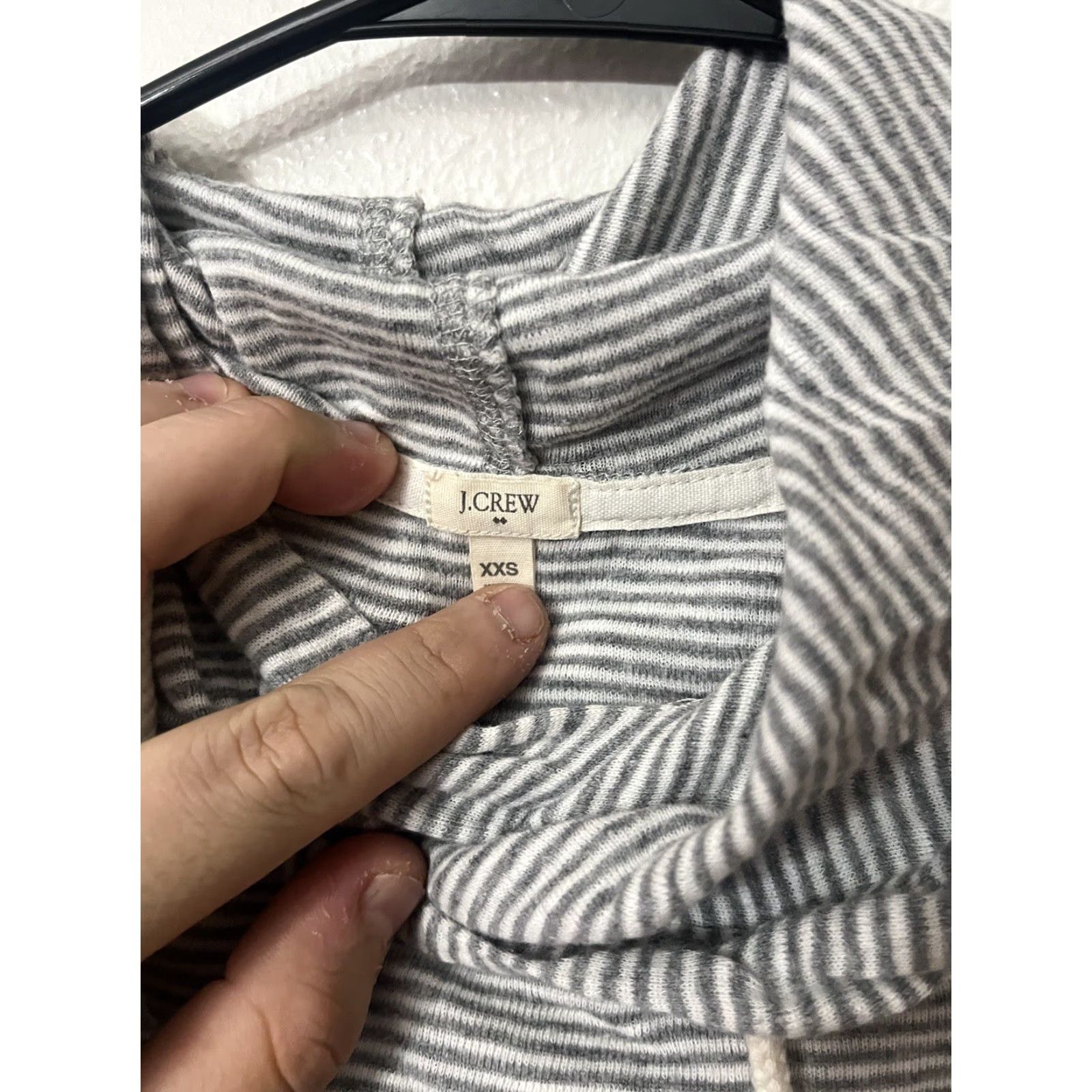 J.Crew VINTAGE J.CREW Women's Pullover Hoodie Casual Travel Knit Lightweight Fall Spring Summer XXS Gray Stripe Womens Size XXS / US 00 / IT 34 - 3 Thumbnail