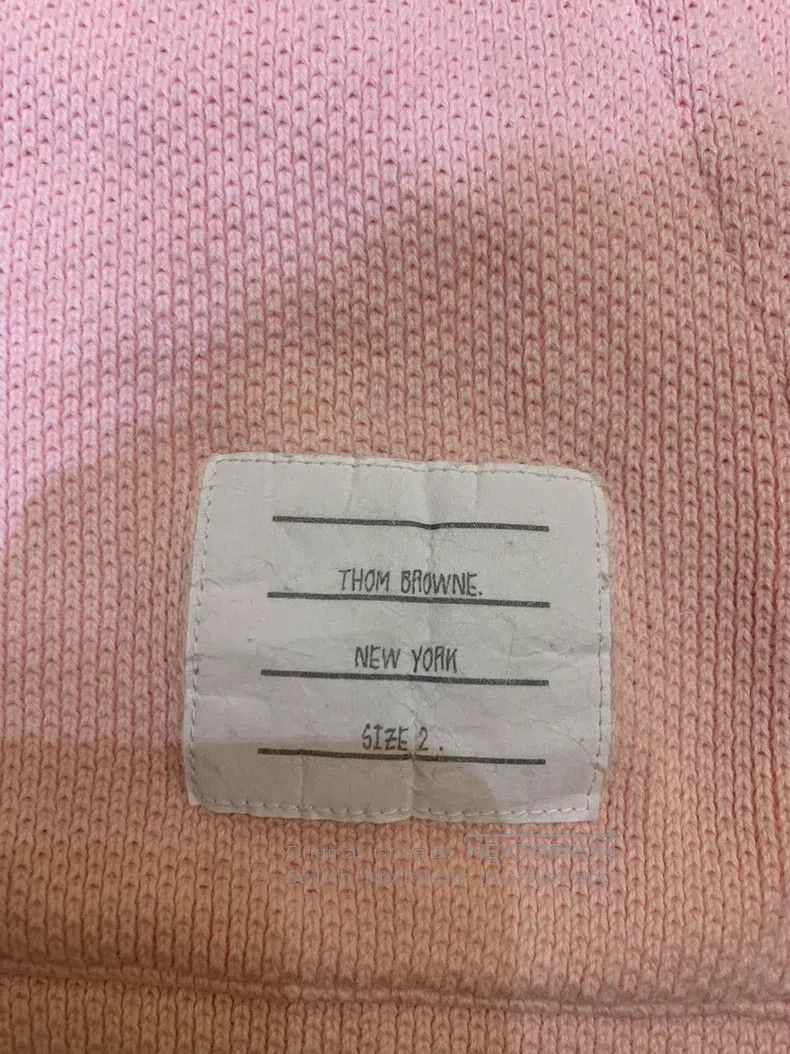 Thom Browne Thom Browne Cherry pink four-striped knitted hooded sweats Size US M / EU 48-50 / 2 - 2 Thumbnail