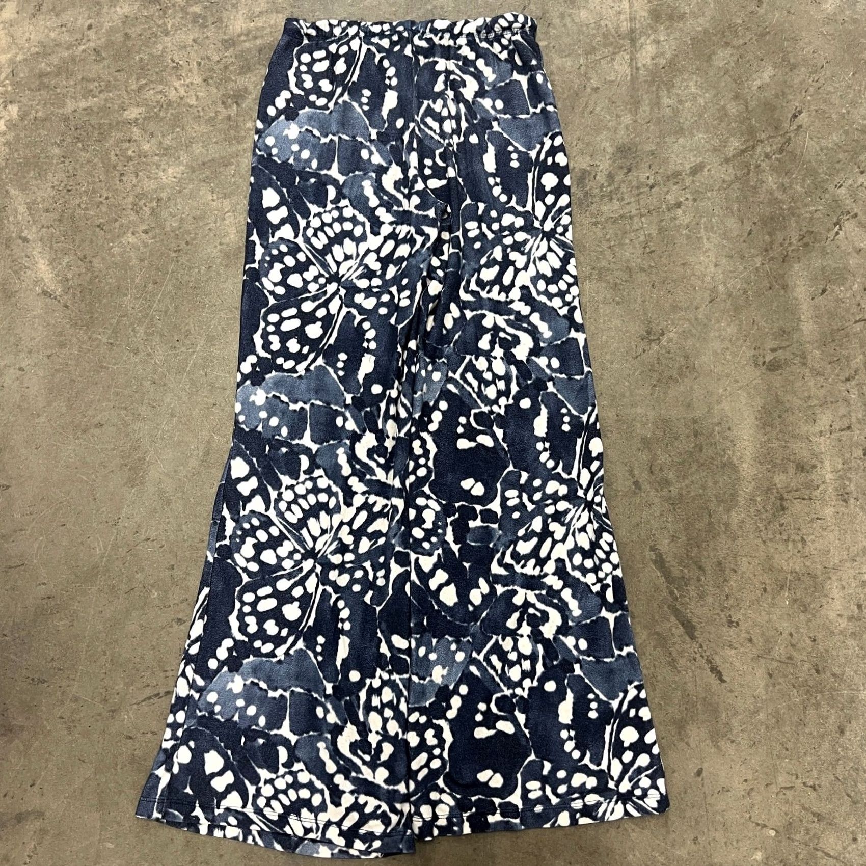 Vintage VINTAGE Y2K Pj Salvage Blue Navy Dot Comfy Fleece Flare Baggy Sweatpants XS Size 26" / US 2 / IT 38 - 2 Thumbnail