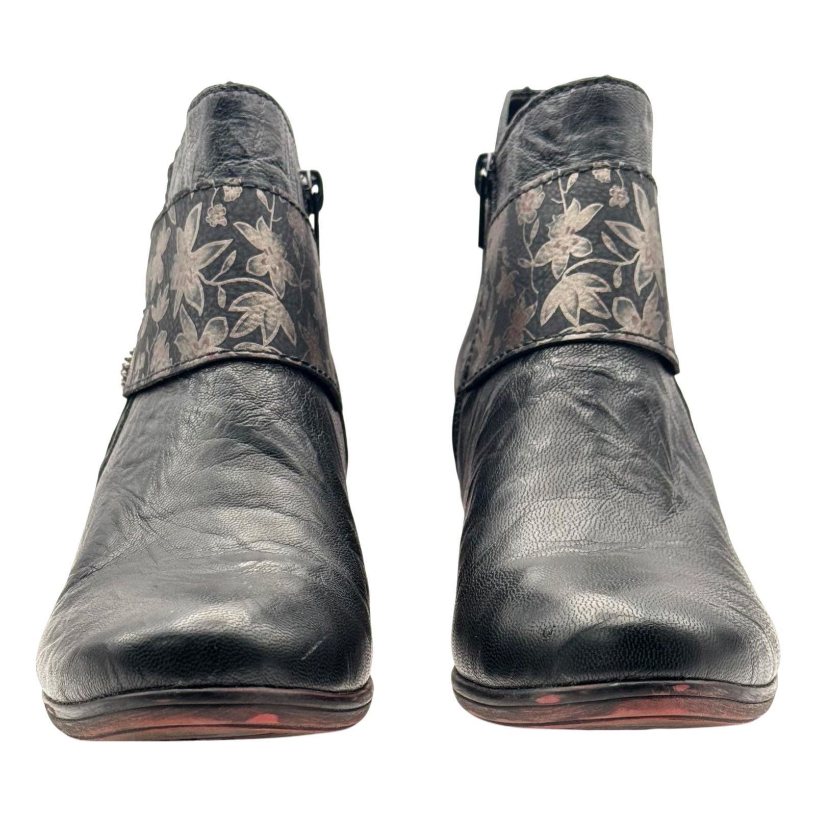 Other Remonte Black Floral Ankle Boot 39 8.5 Boho Artsy Comfort Size US 8.5 / IT 38.5 - 2 Thumbnail