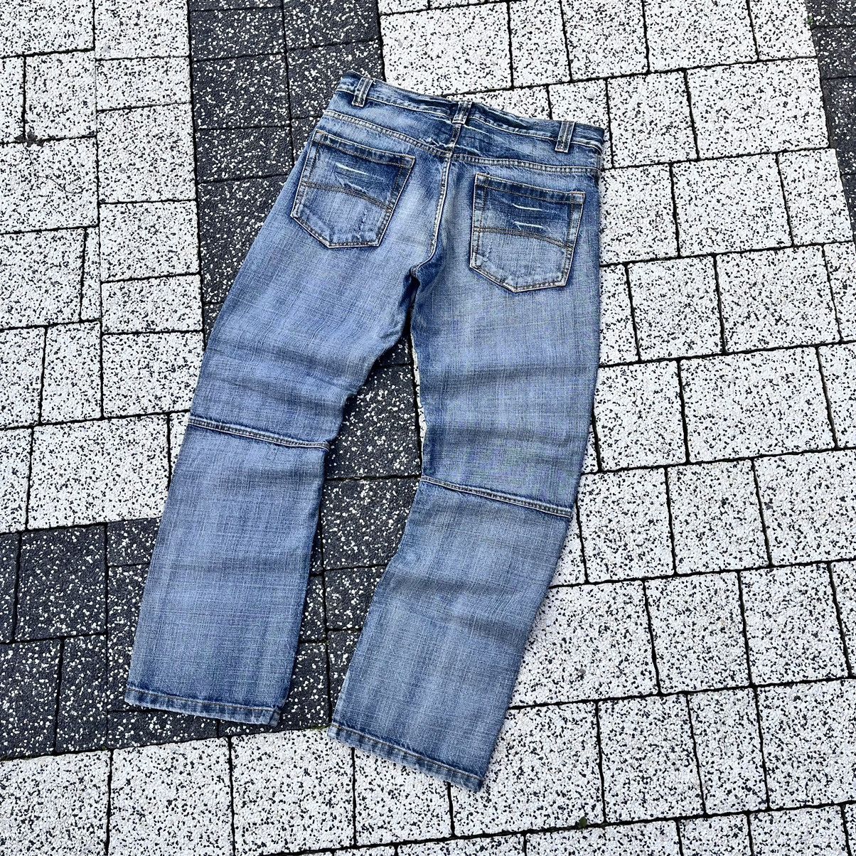 Japanese Brand × Vintage Vintage Double Knee Distressed Faded Jeans Trashed Pants Size US 32 / EU 48 - 6 Thumbnail