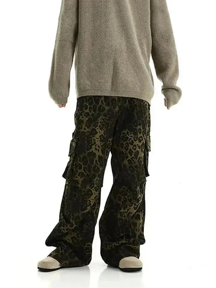 Japanese Brand Retro Leopard Print Baggy Wide Leg Casual Jeans Trousers Size US 32 / EU 48 - 5 Thumbnail