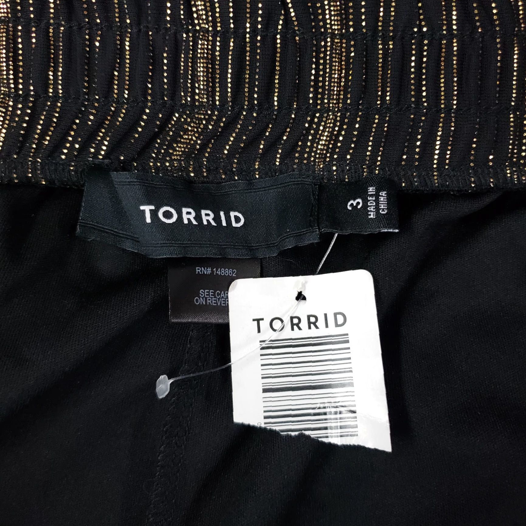 Torrid Torrid Womens Culotte Cropped Pants Sz 3 Black Gold Stripe Pull On High Rise Capris Cropped Pants 21.5in Inseam Womens Size 40" / US 18 - 7 Thumbnail