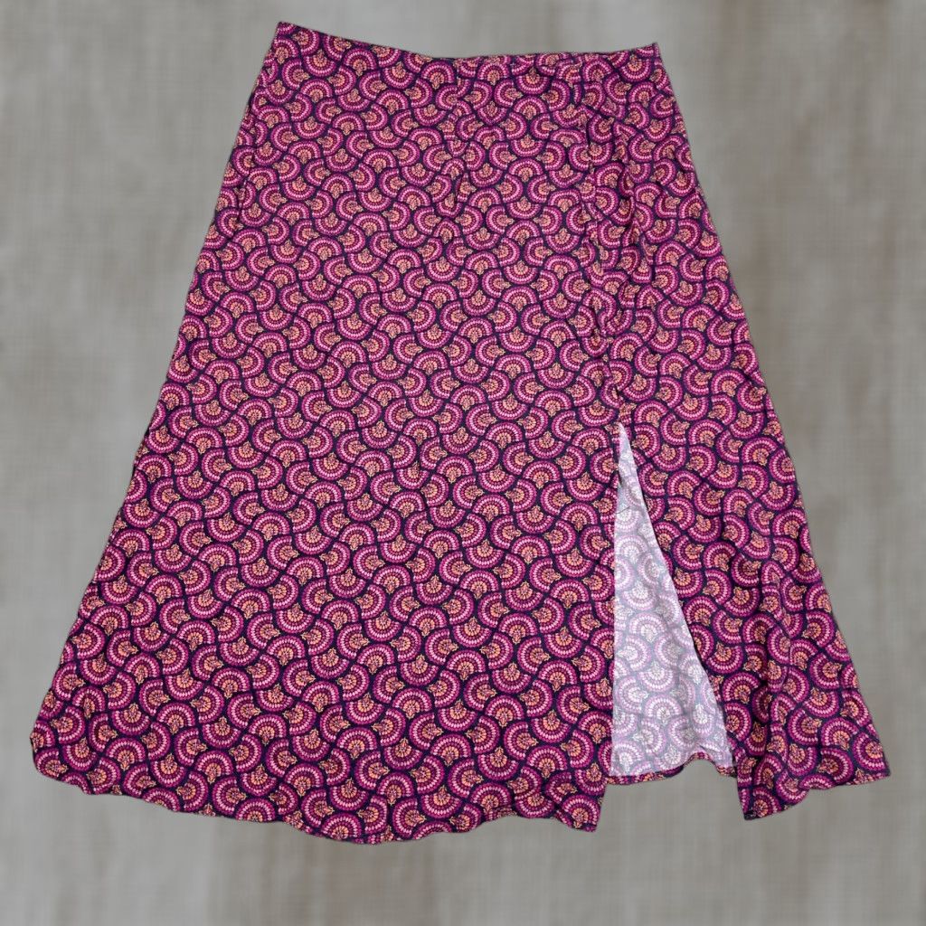 Marine Layer Marine Layer Ryan Skirt Women 12 Purple Fan Print Boho Geometric Midi Slip Size 34" / US 12 / IT 48 - 1 Thumbnail