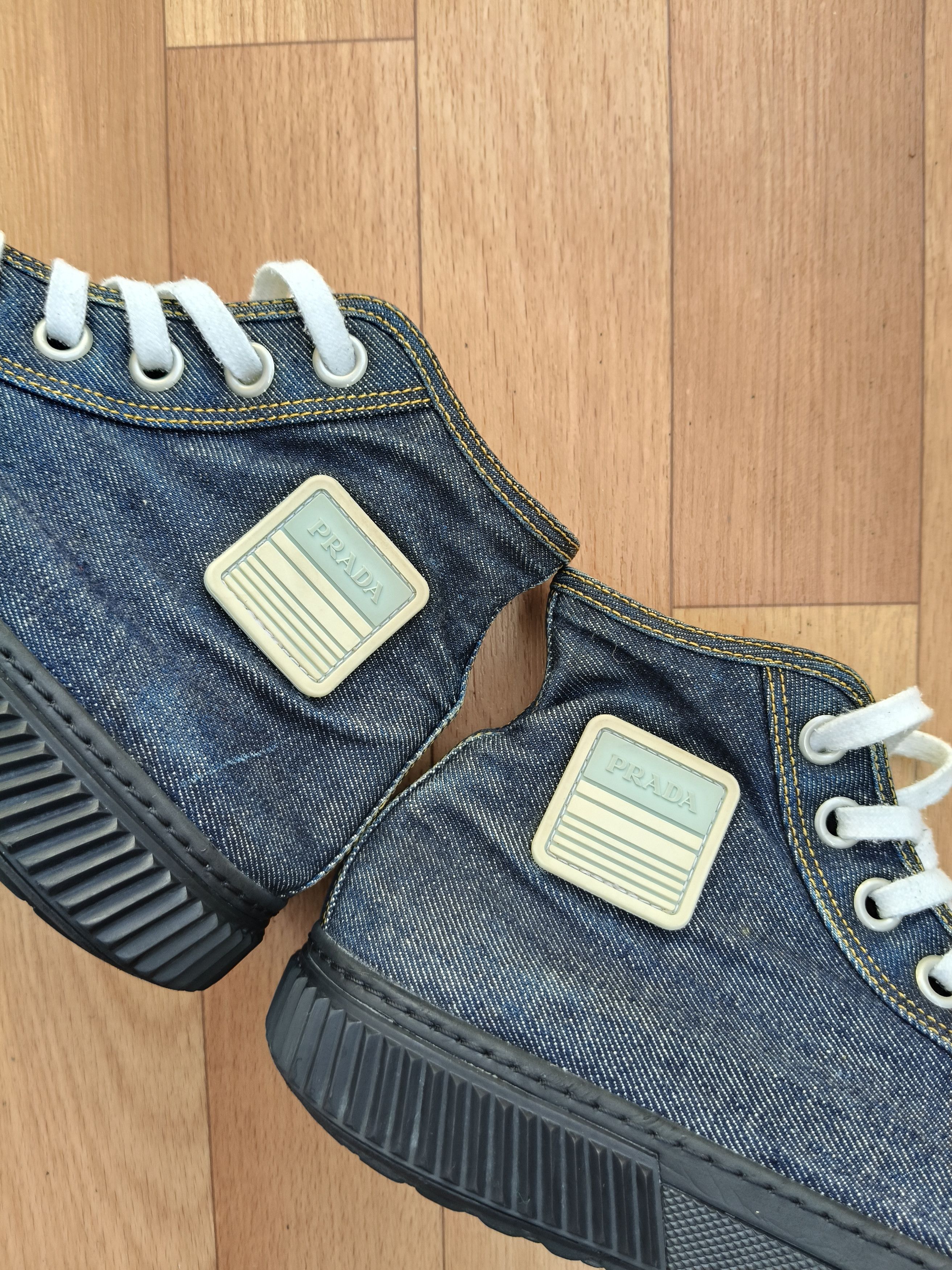 Prada Prada rare stratus high top blue canvas sneakers Size US 8.5 / EU 41-42 - 5 Thumbnail