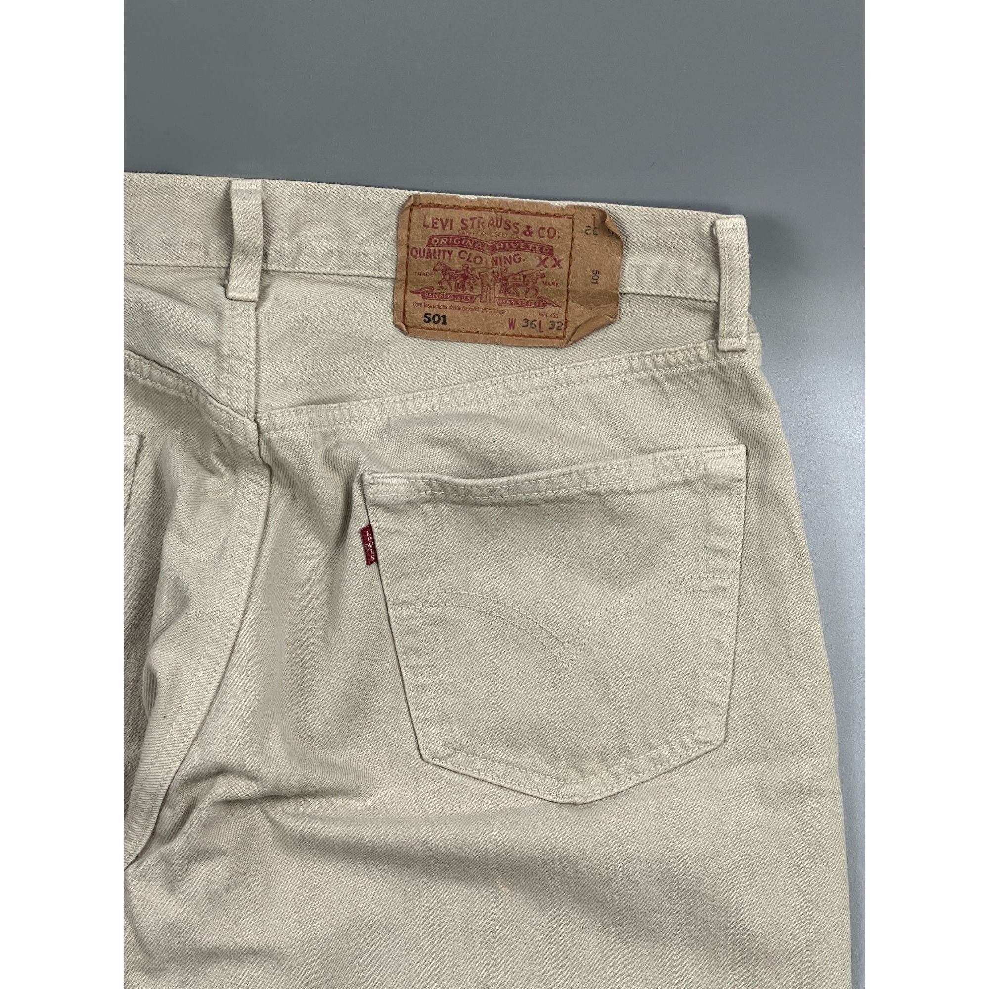 Levi's Levi’s 501 Made In USA Beige Denim Jeans Pants (Y0894) Size US 36 / EU 52 - 14 Thumbnail