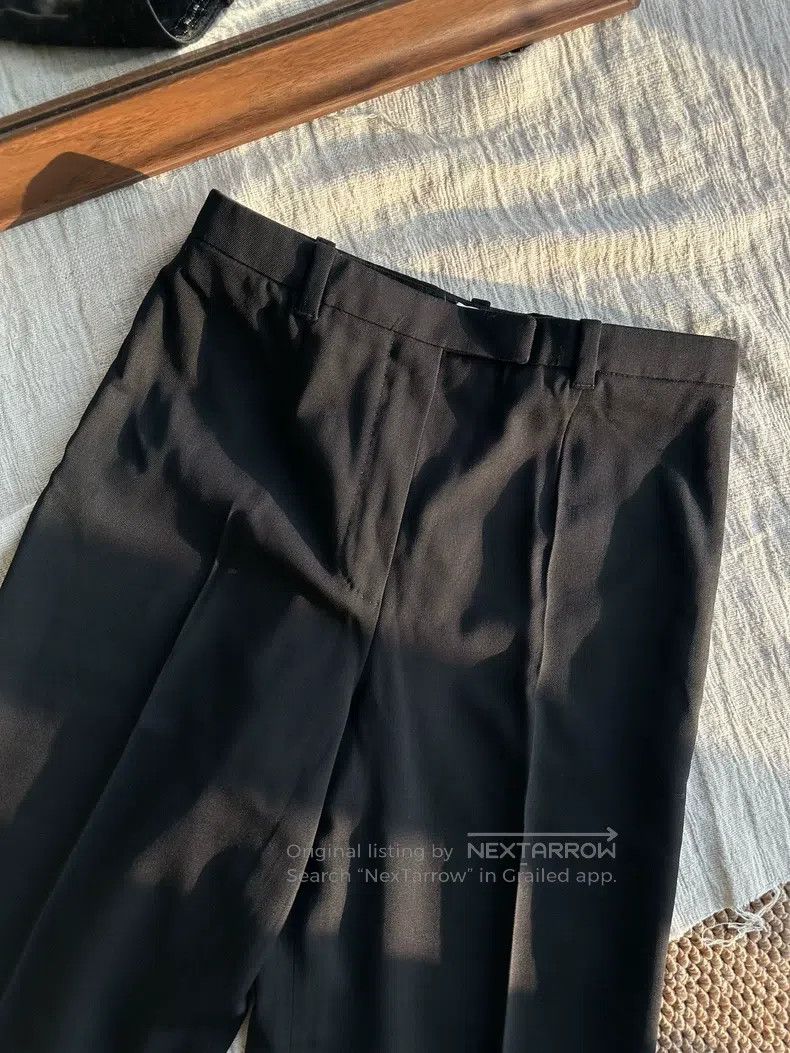 Hermes Hermes Fine Wool Crepe Wide Leg Casual Suit Pants, Black Size 24" / US 00 / IT 34 - 5 Thumbnail