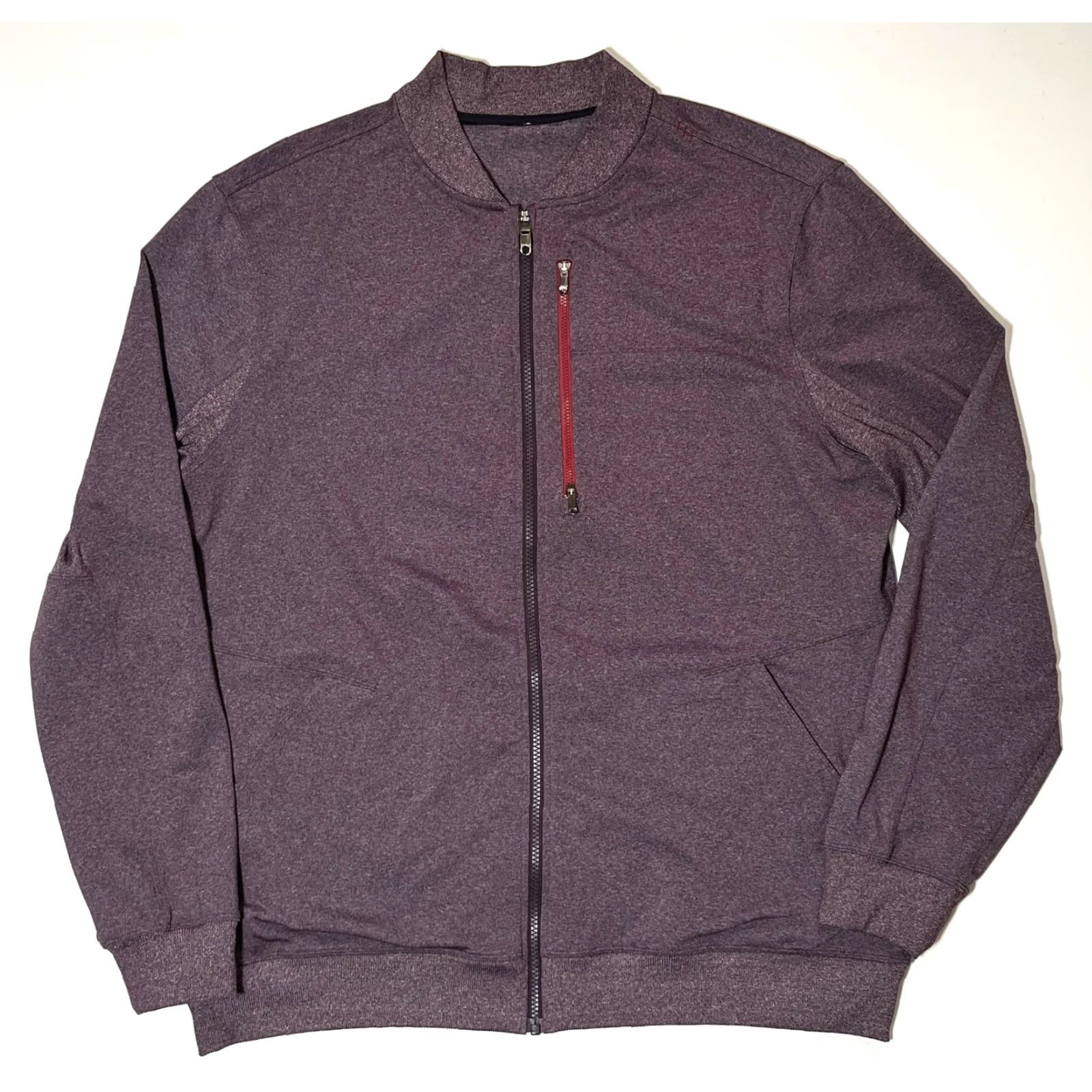 Lululemon Lululemon Men's Six Pack Jacket Full Zip Heathered Black Cherry 2XL Sweatshirt Zip Pockets Athletic City Sports Size US XXL / EU 58 / 5 - 4 Thumbnail