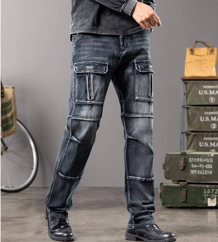 Jean Men's Cargo Jeans Elasticity Workwear Size US 30 / EU 46 - 5 Thumbnail
