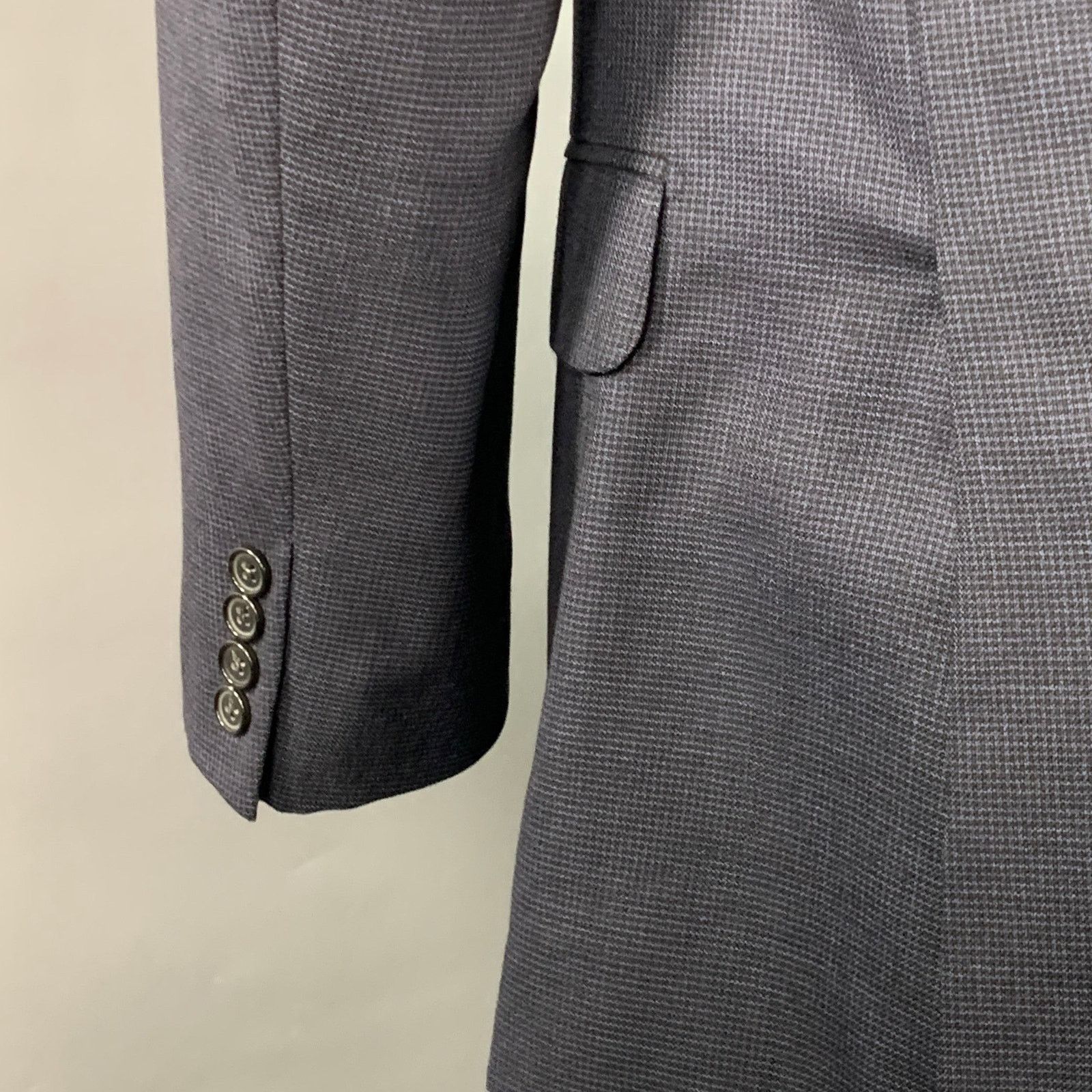Ermenegildo Zegna Size 40 Navy Black Checkered Wool Sport Coat Size 40R - 5 Thumbnail