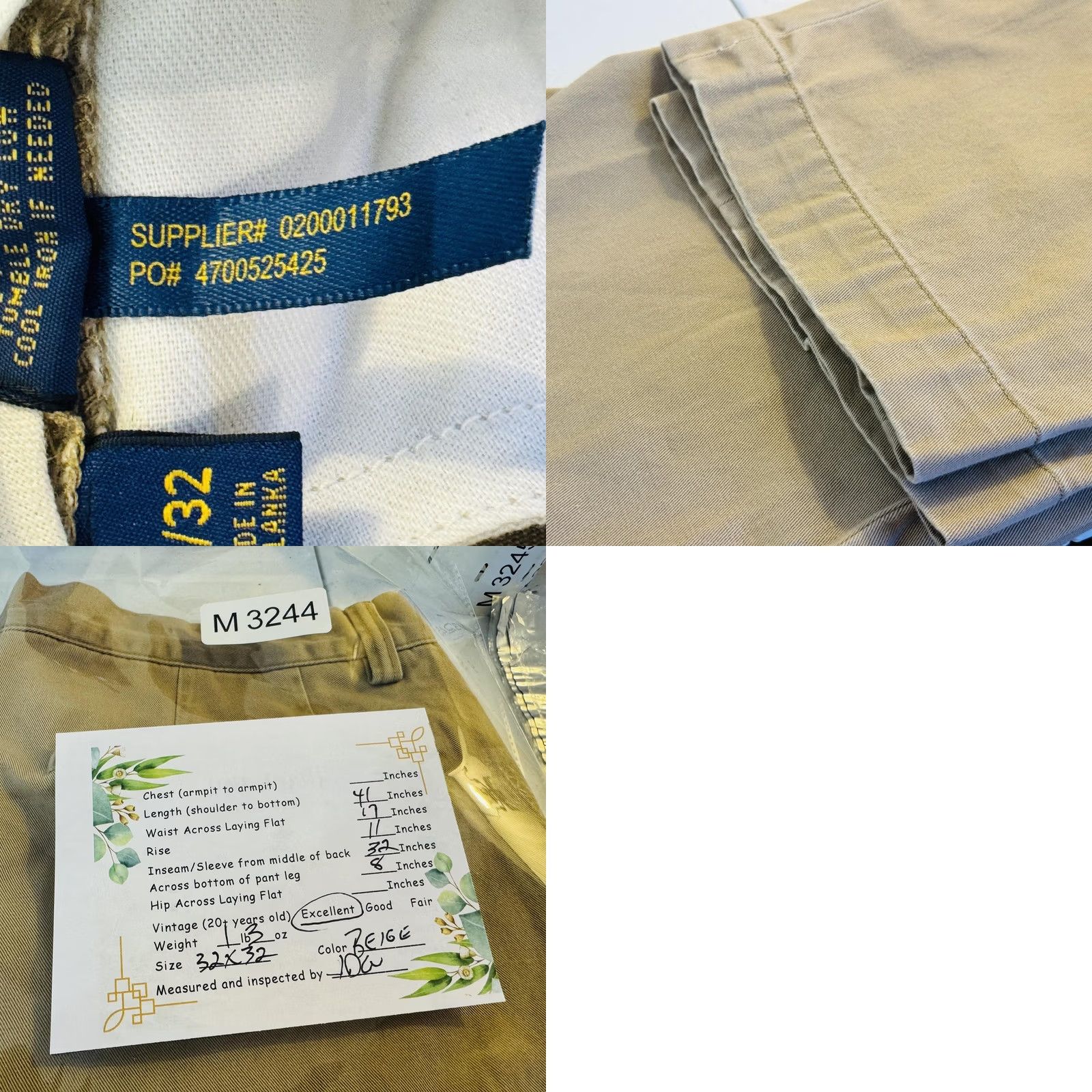 Polo Ralph Lauren Polo Ralph Lauren Khakis Mens 32x32 Beige Cotton Flat Front Chino Pants Size US XS / EU 42 / 0 - 8 Thumbnail