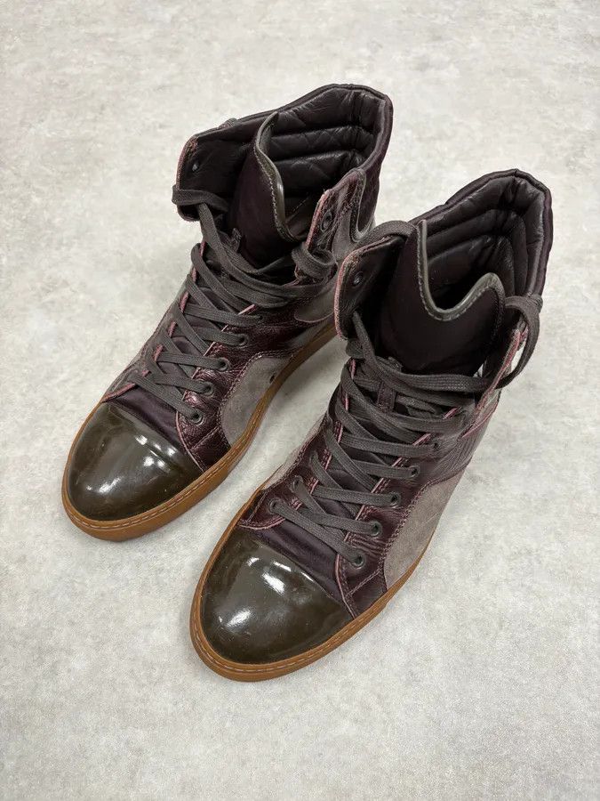 Lanvin Lanvin Bordeaux & Grey High Top Leather Sneakers Size US 9.5 / EU 42-43 - 3 Thumbnail