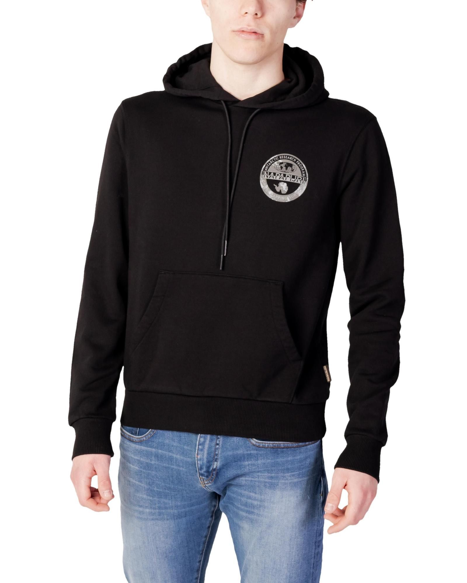 image of Napapijri Cotton Hooded Sweatshirt in Black, Men's (Size Small)