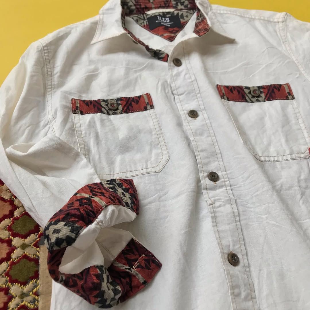 Japanese Brand Ills Shirt japan white colorway navajo shirt Iconic Size US M / EU 48-50 / 2 - 2 Thumbnail