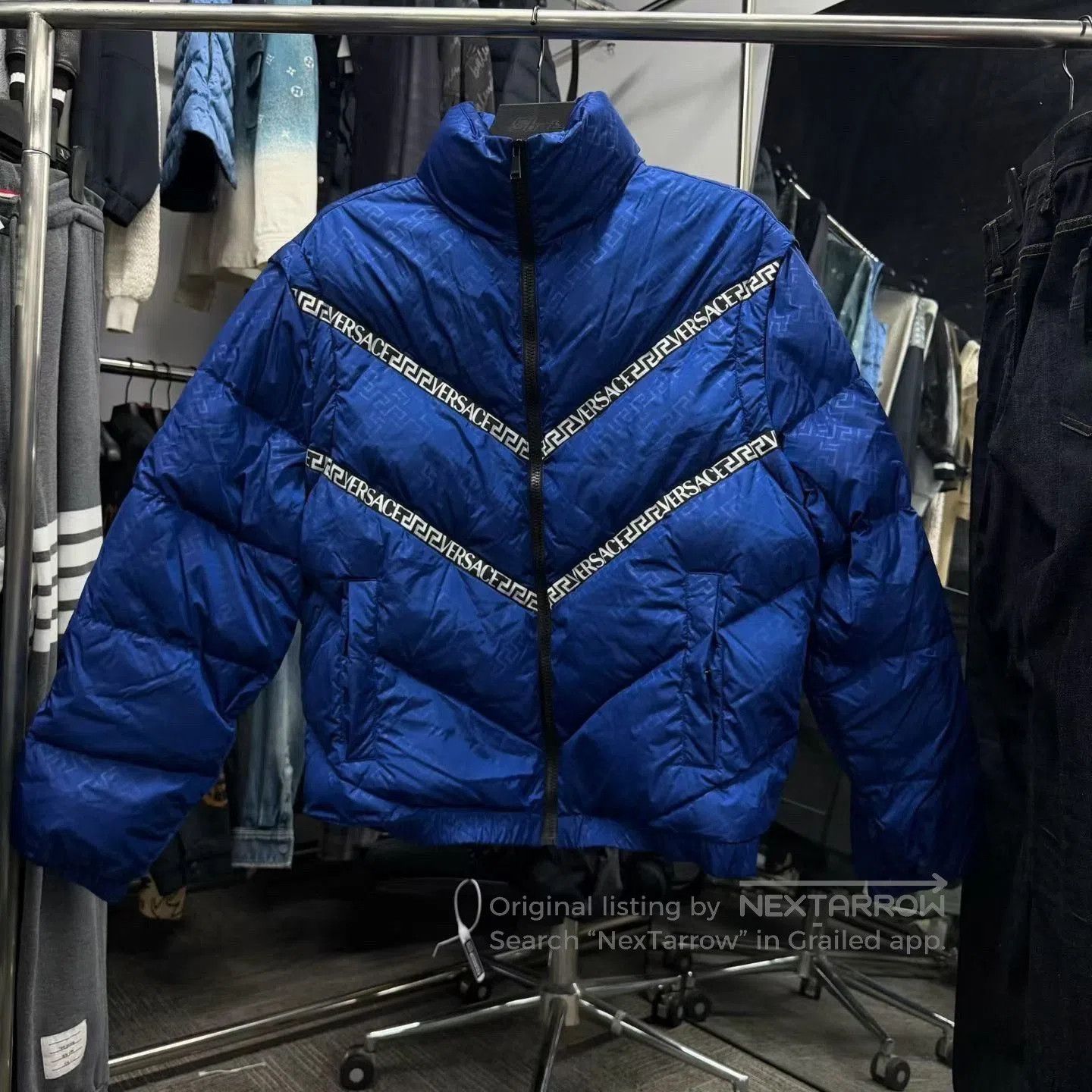 Versace Versace Blue All-Over Print Puffer Jacket. Size US M / EU 48-50 / 2 - 1 Thumbnail