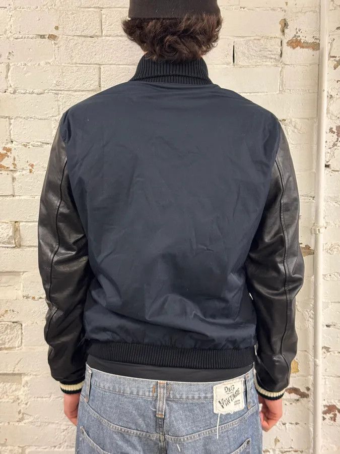 Gucci FW2010 Gucci Leather Black & Navy Varsity Bomber Jacket by Frida Giannini Size US L / EU 52-54 / 3 - 4 Thumbnail