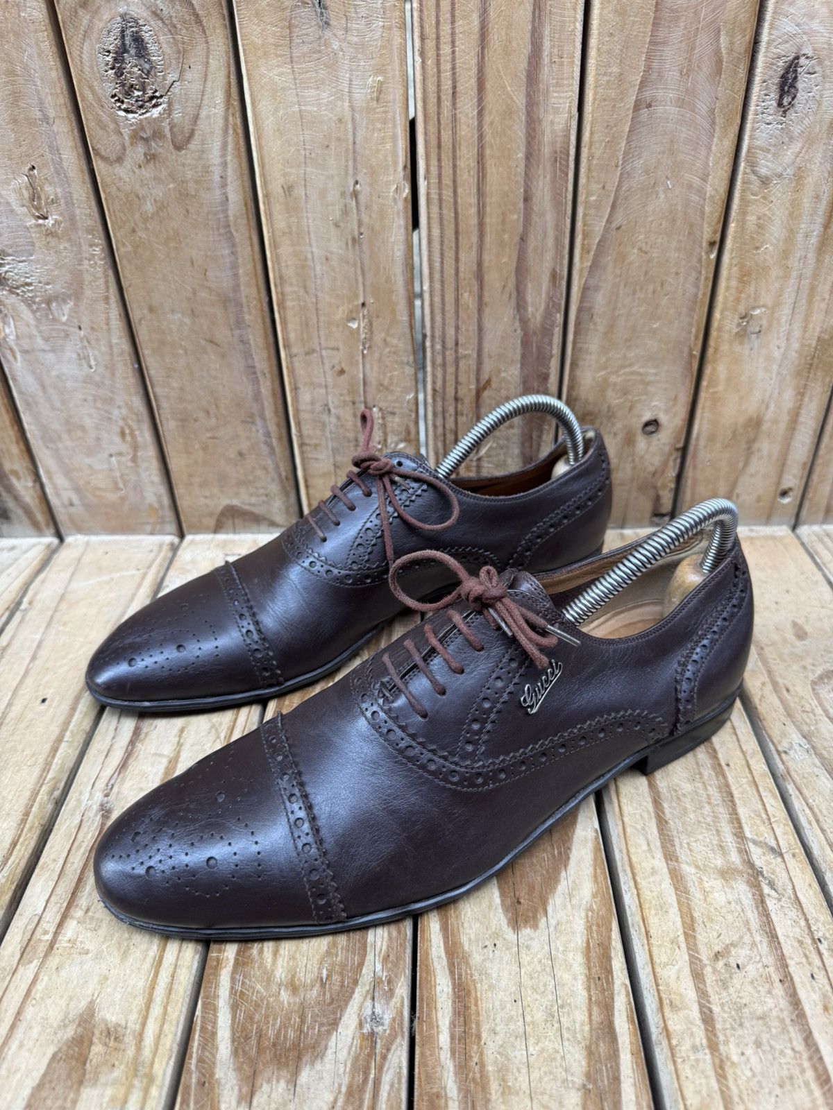 Gucci Gucci brown Cap Toe Leather Men's Dress Shoes UK 6 USA 6.5 Size US 6.5 / EU 39-40 - 17 Thumbnail