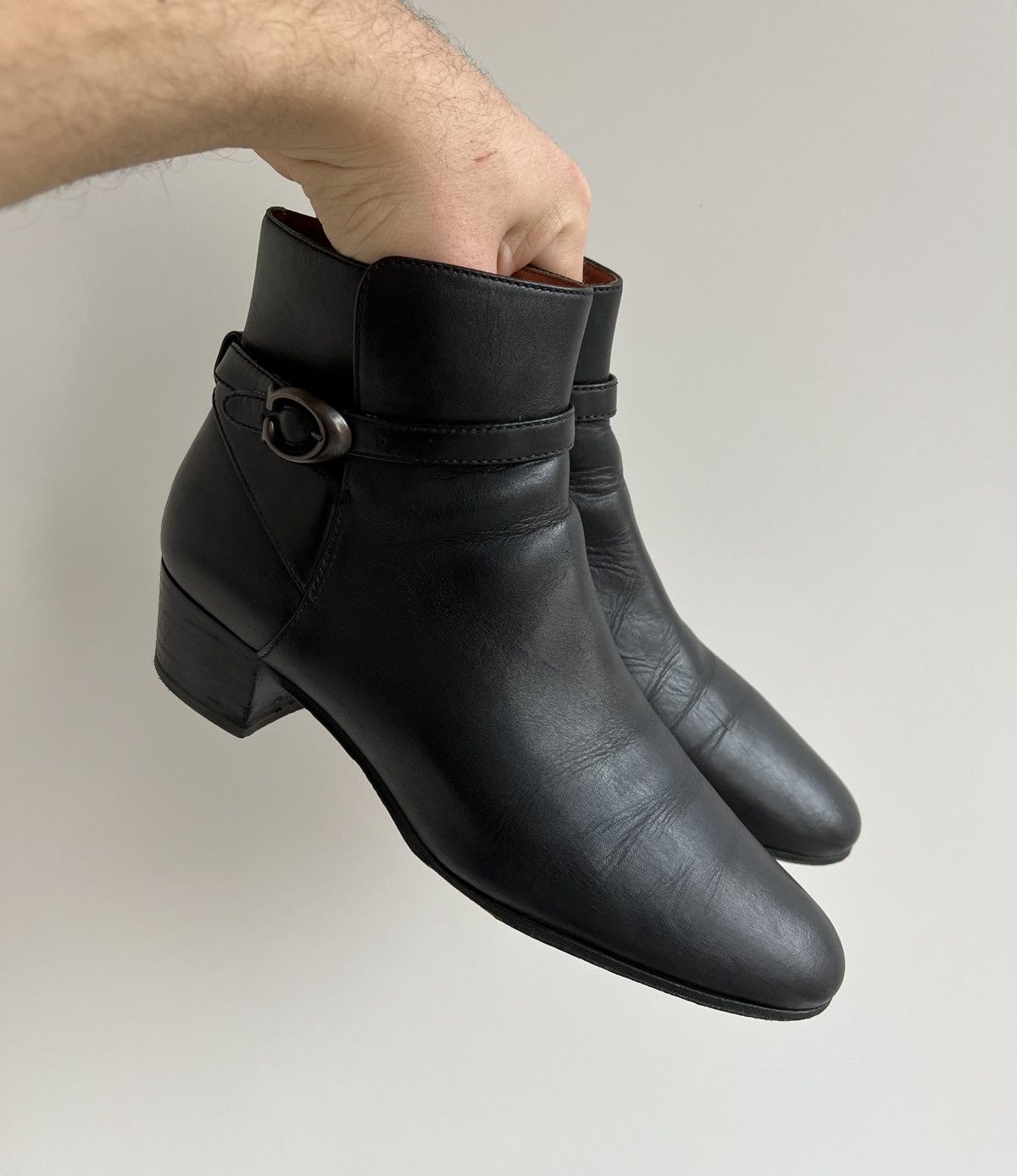 Coach × Designer Coach Ankle Black Leather Boots Shoes Size US 9.5 / IT 39.5 - 1 Thumbnail