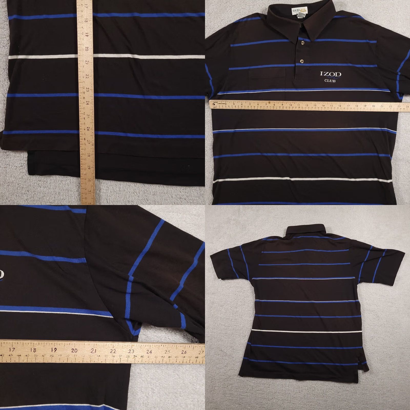 Izod VINTAGE Izod Club Polo Shirt Mens XL Black Blue Striped Pocket Golf Casual 90s Vintage Size US XL / EU 56 / 4 - 9 Thumbnail