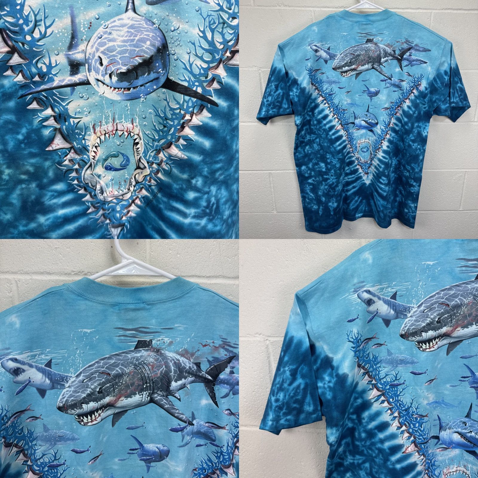 Liquid Blue VINTAGE Liquid Blue Great White Jaws SHARK BITE Ocean T-SHIRT Tie Dye XL Unisex 1990s Graphic Tee Blue Size US XL / EU 56 / 4 - 9 Thumbnail