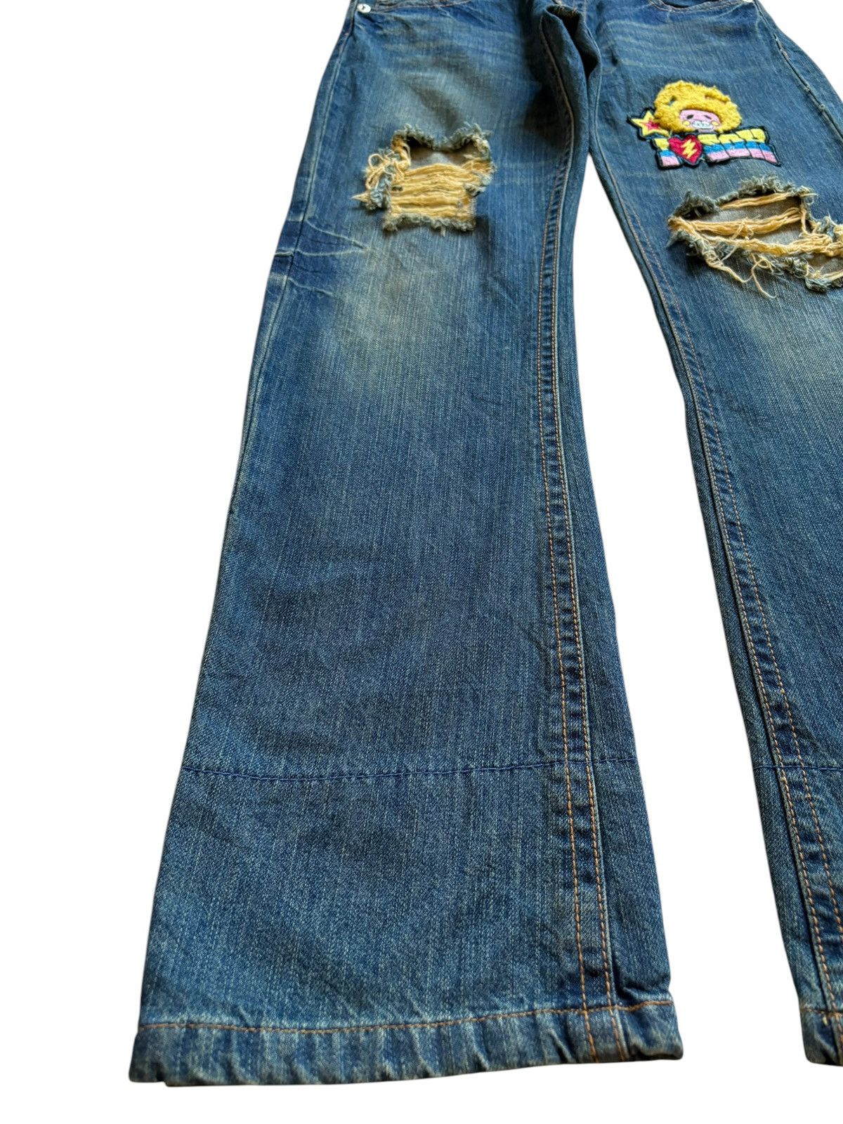 Japanese Brand Vintage Japanese Brand Rusty Mud Wash Embroidery Loose Jeans Size 31" - 6 Thumbnail