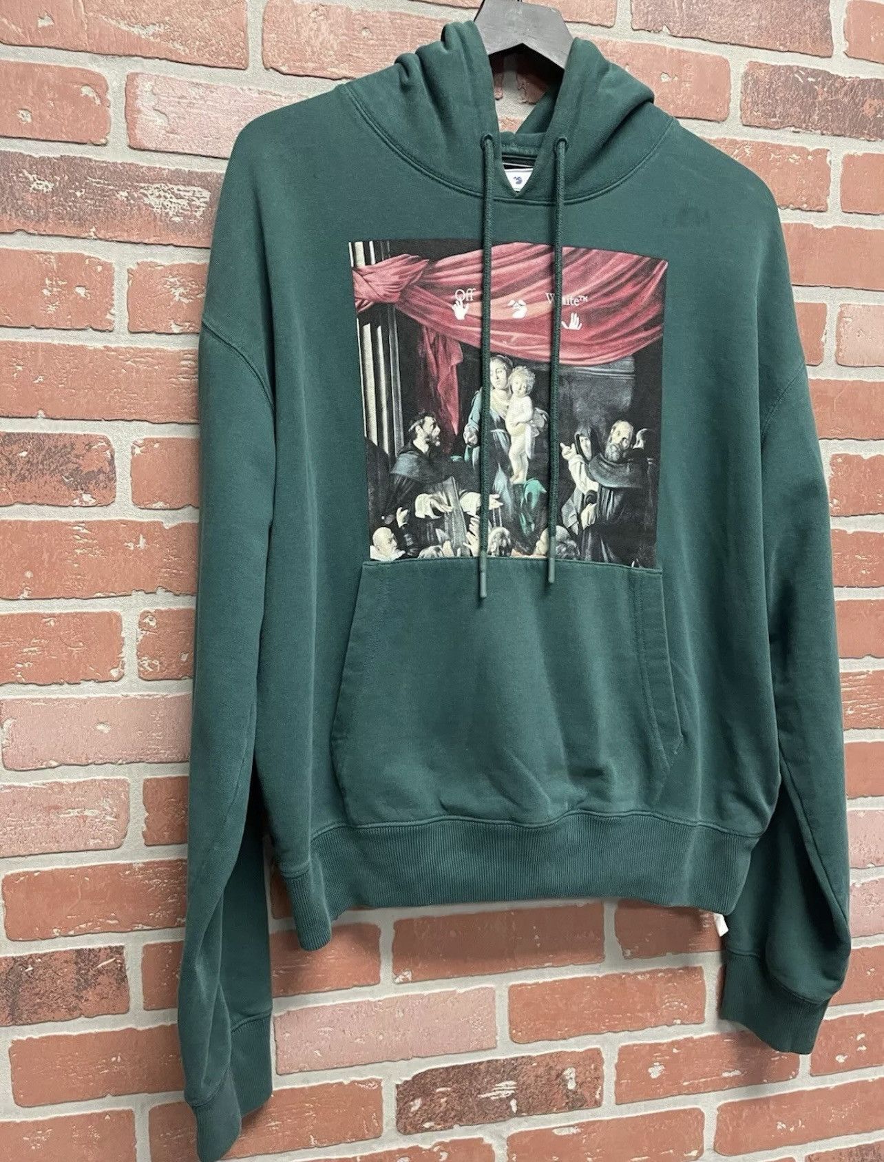 Off-White Size S - OFF-WHITE Oversize Caravaggio Painting Hoodie Green Size US S / EU 44-46 / 1 - 2 Thumbnail