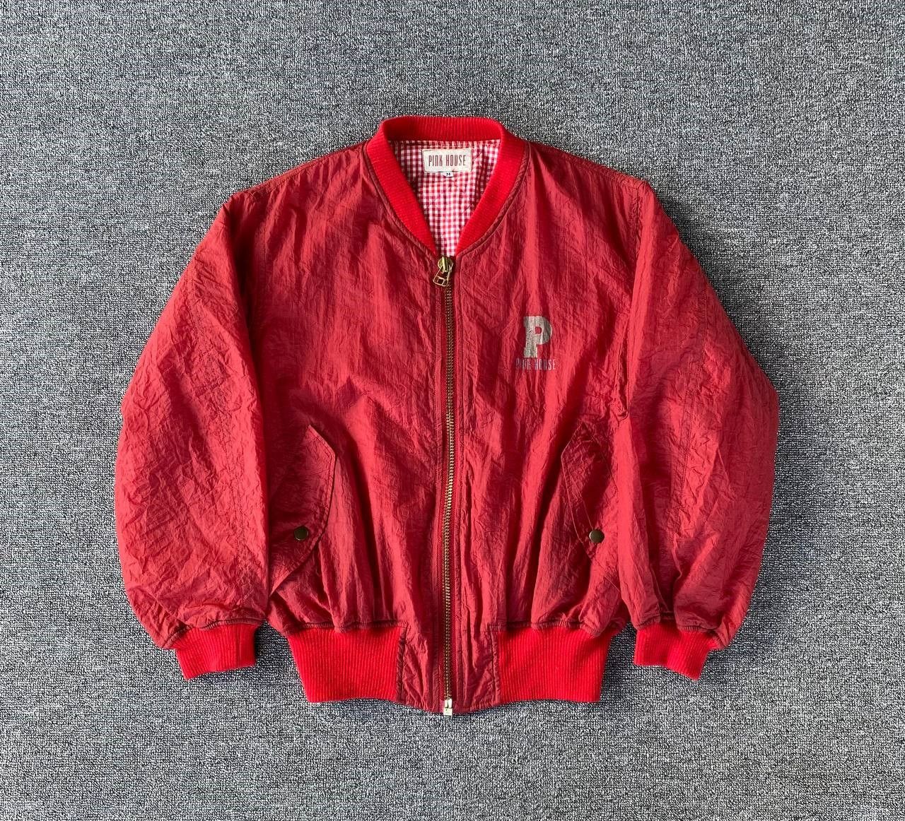 VINTAGE 90s PINK HOUSE WRINKLED NYLON BOMBER JACKET SMALL P