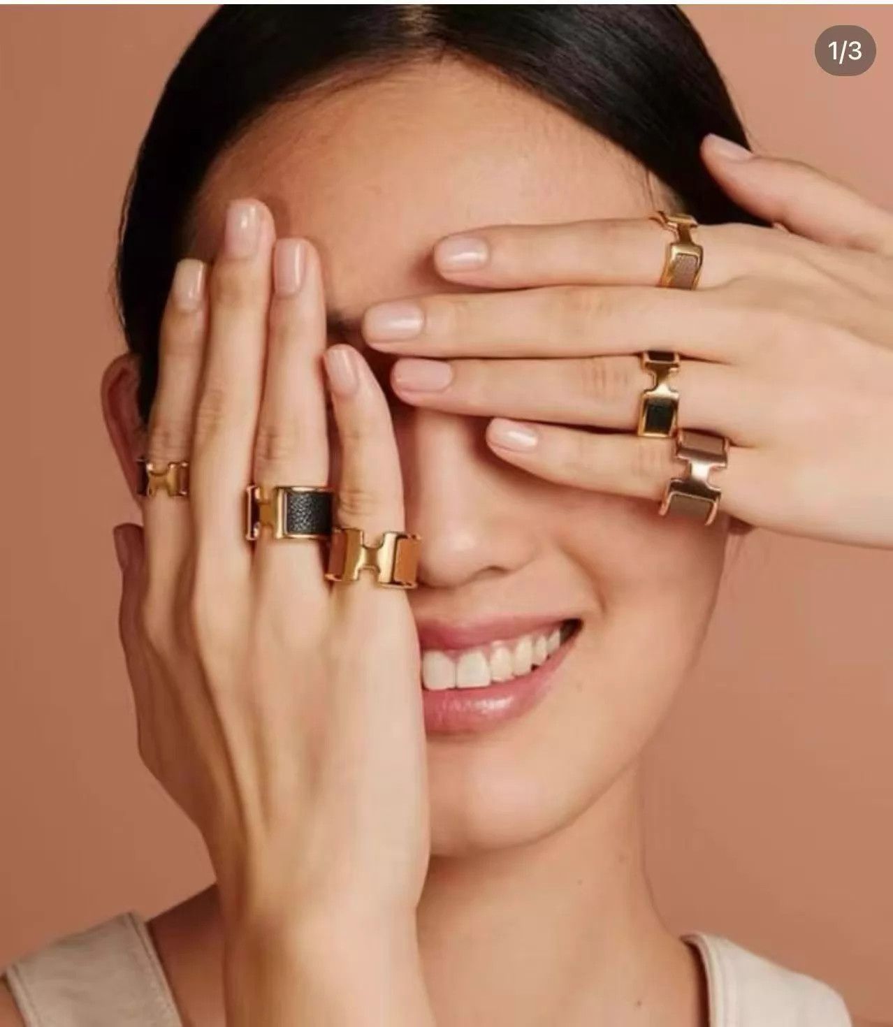 Hermes Hermes Olympe H Ring Calfskin Gold M Size ONE SIZE - 2 Thumbnail