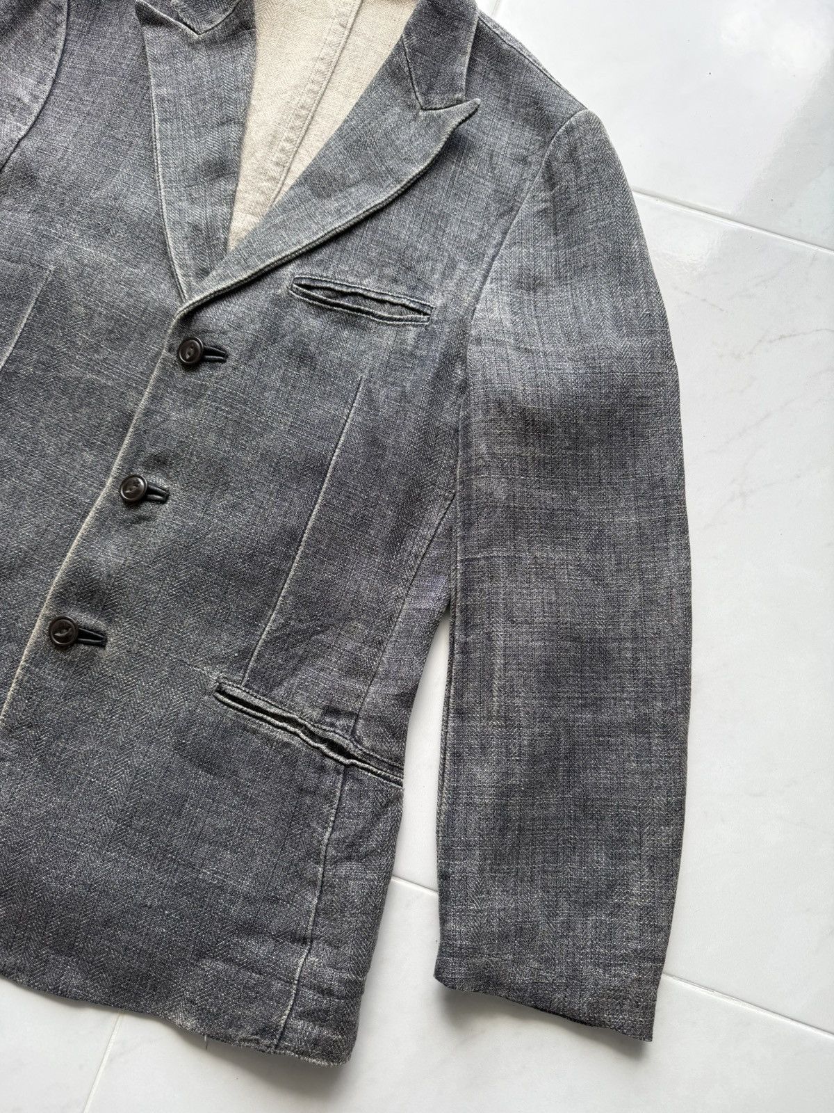 Yohji Yamamoto 90s AAR YOHJI YAMAMOTO Herringbone Twill Leather Finishing Size US M / EU 48-50 / 2 - 2 Thumbnail