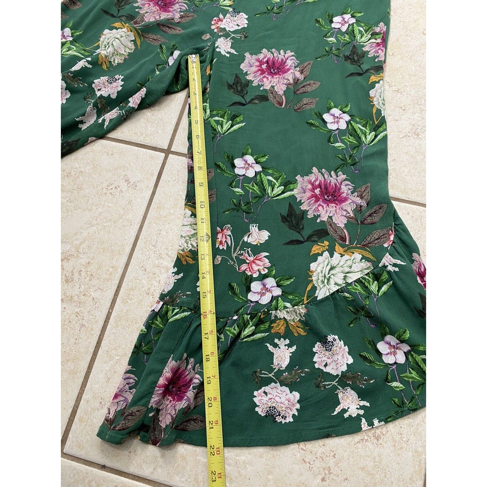 Other For The Republic Jumpsuit S Green Floral Tropical V Neck Size 29" - 9 Thumbnail