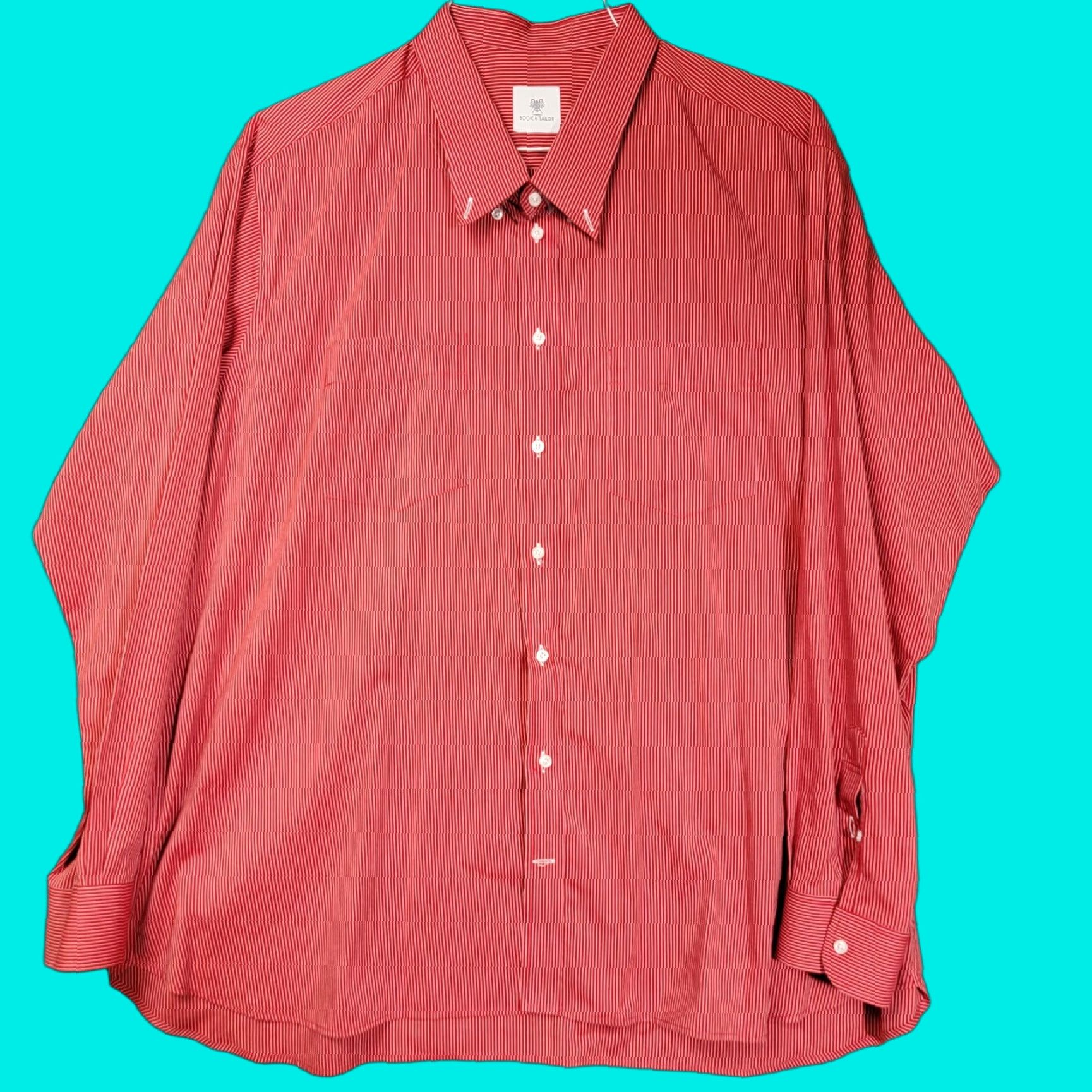 Vintage book a tailor Shirt Mens 2XL Dress Shirt Long Sleeve Button-Up Business Casual Red Cotton Striped Size US XXL / EU 58 / 5 - 1 Thumbnail