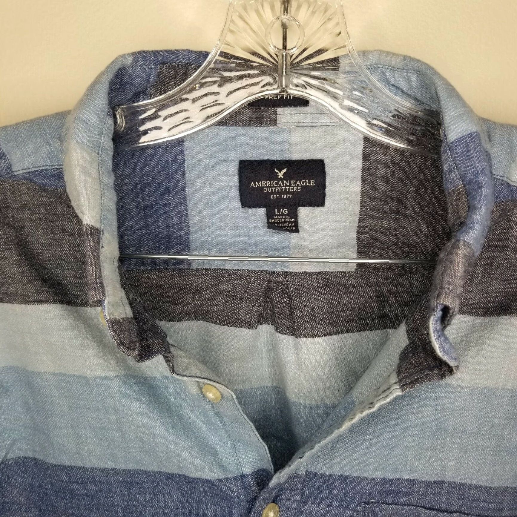 American Eagle Outfitters American Eagle Long Sleeve Button Up Shirt Mens Blue Striped Large Size US L / EU 52-54 / 3 - 3 Thumbnail