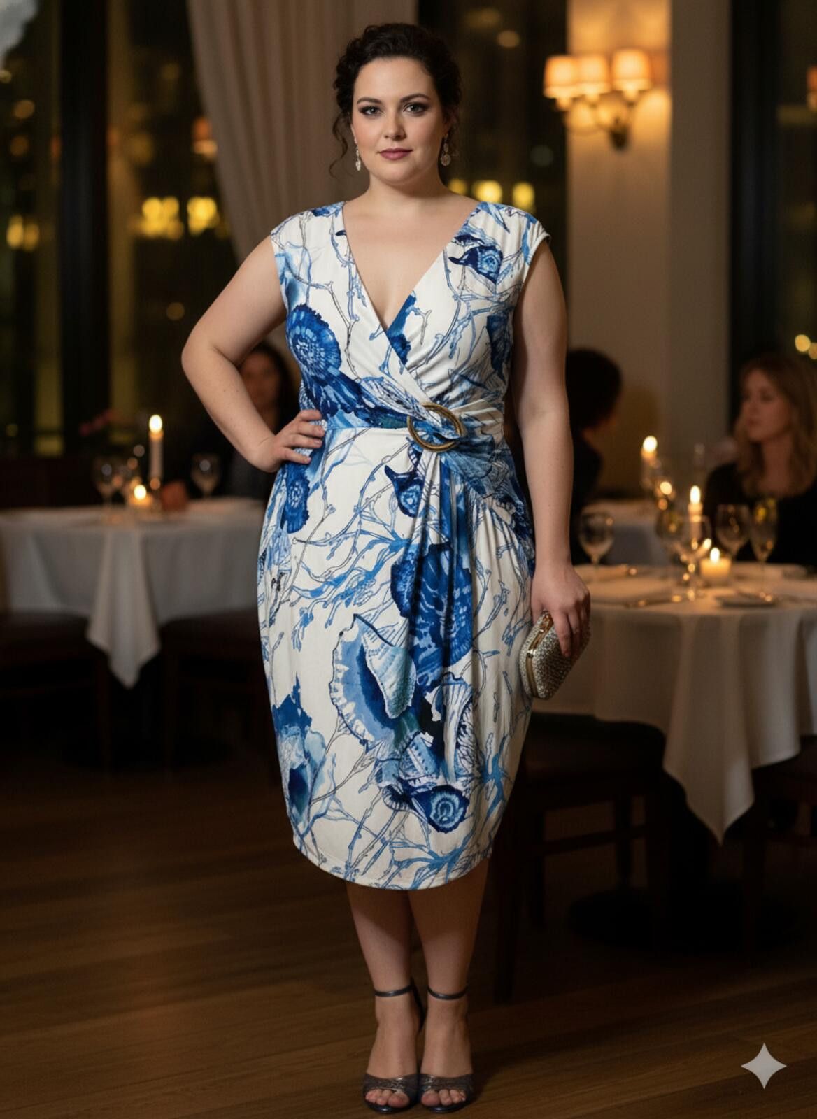 Other Boston Proper Blue White Floral Wrap Dress Buckle Detail Size XXL / US 16-18 / IT 52-54 - 1 Thumbnail